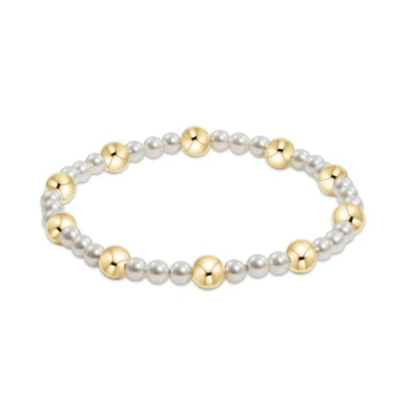 Pearl Sincerity Pattern 4mm Bead Bracelet- 6mm Gold