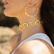 Brazilian Gold Grego Hoop Earrings