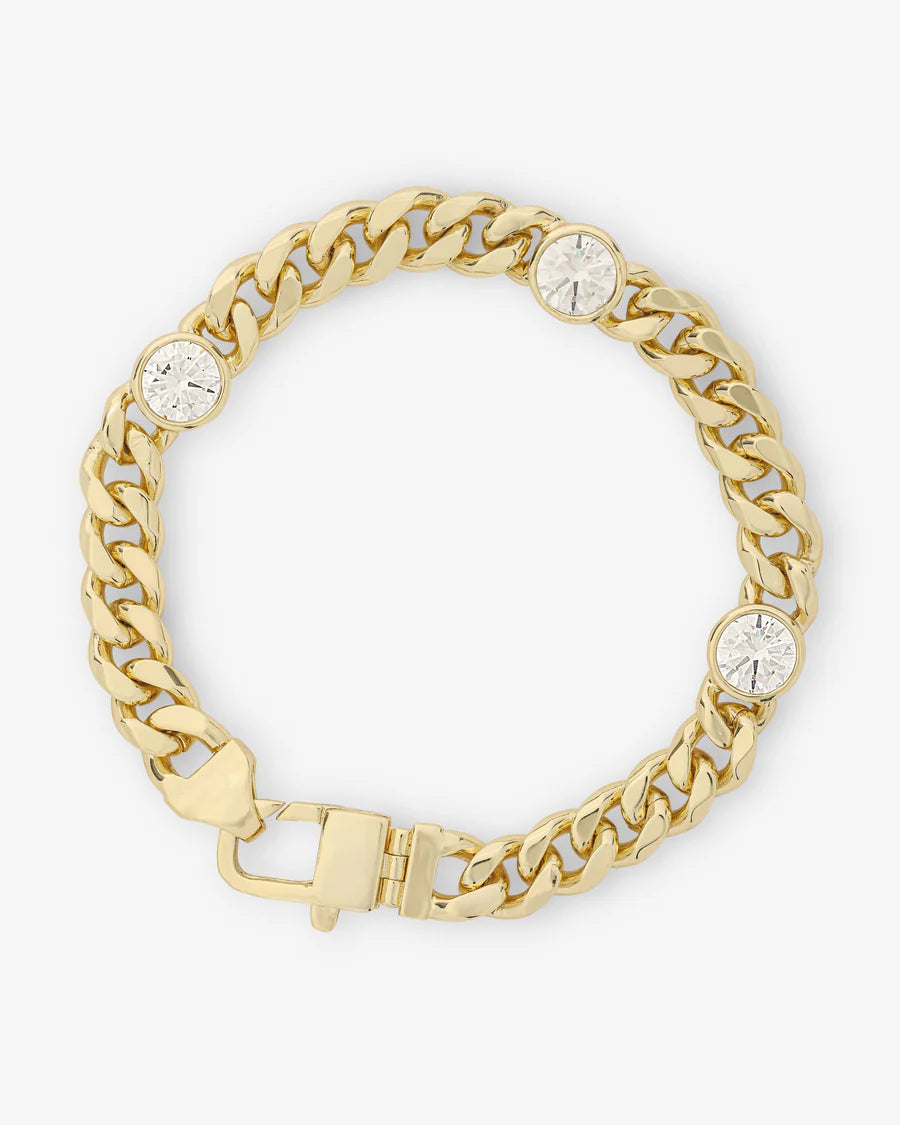 Julian Triple Diamond Cuban Chain Bracelet - Gold