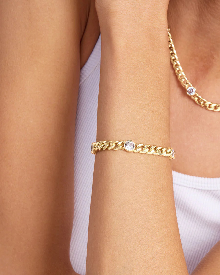 Julian Triple Diamond Cuban Chain Bracelet - Gold