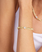 Julian Triple Diamond Cuban Chain Bracelet - Gold