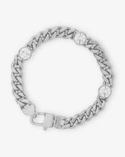 Julian Triple Diamond Cuban Chain Bracelet - Silver