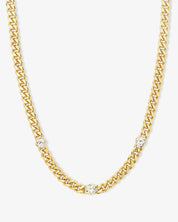 Julian Triple Diamond Cuban Chain 18" Necklace - Gold