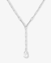 Baby Samantha Teardrop Lariat Necklace - Silver