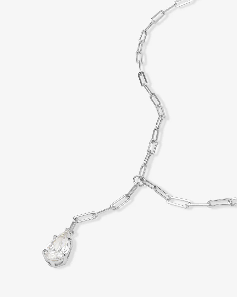 Baby Samantha Teardrop Lariat Necklace - Silver