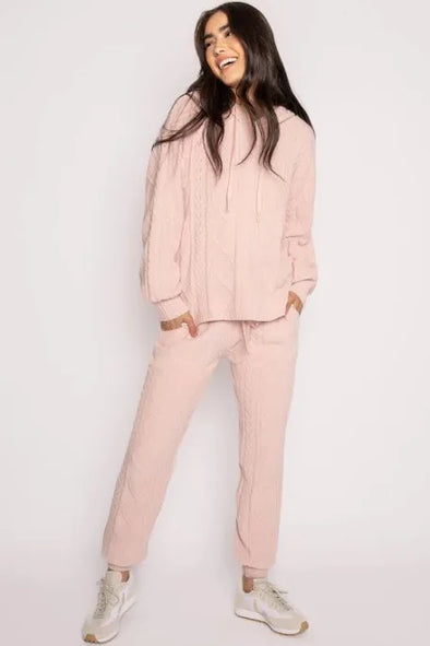 PJ Salvage Cable Crew Banded Pant - Pink Clay