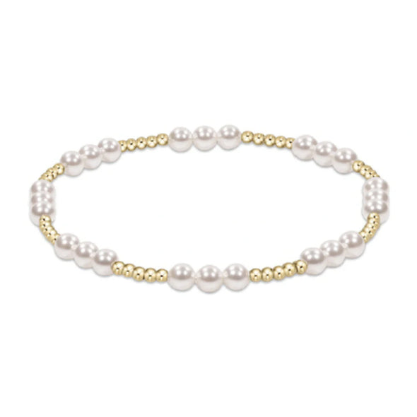 Joy Pattern 4mm Bead Bracelet- Pearl