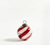 Red & White Striped Glass Ornament Candle/Small- Cranberry Spice