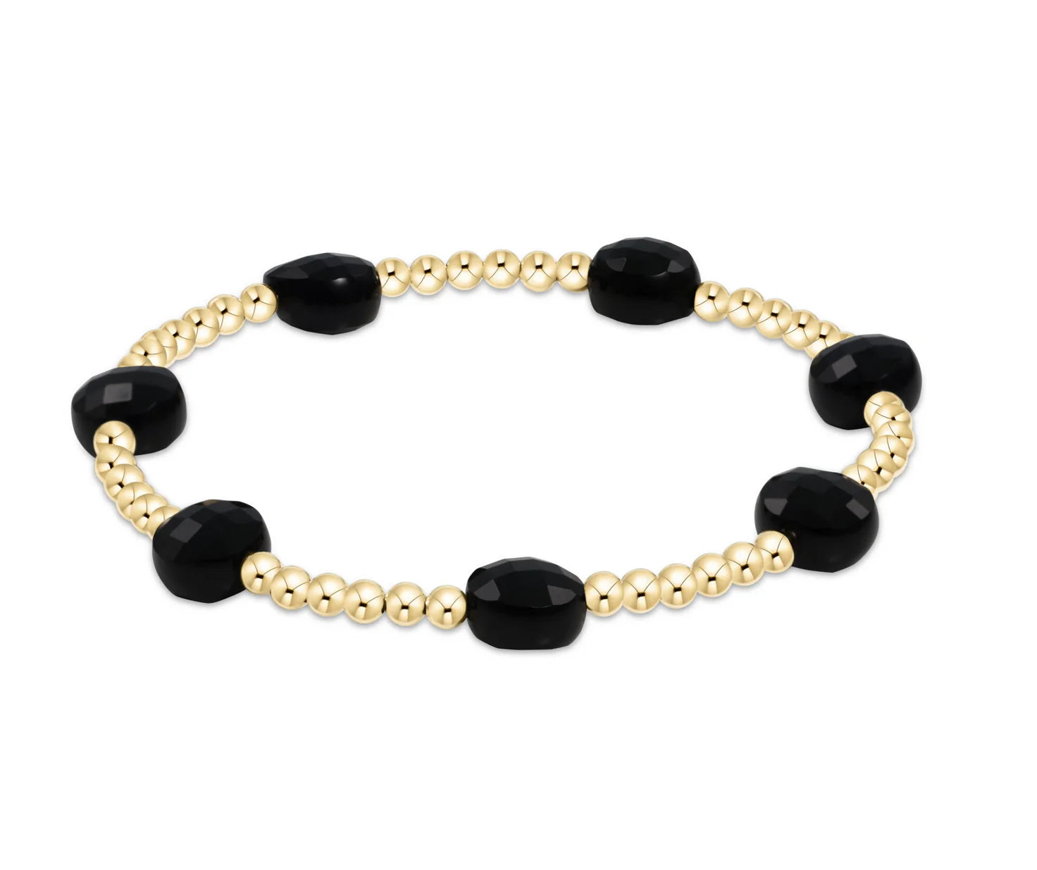 Admire Gold 3mm Bead Bracelet- Faceted Onyx