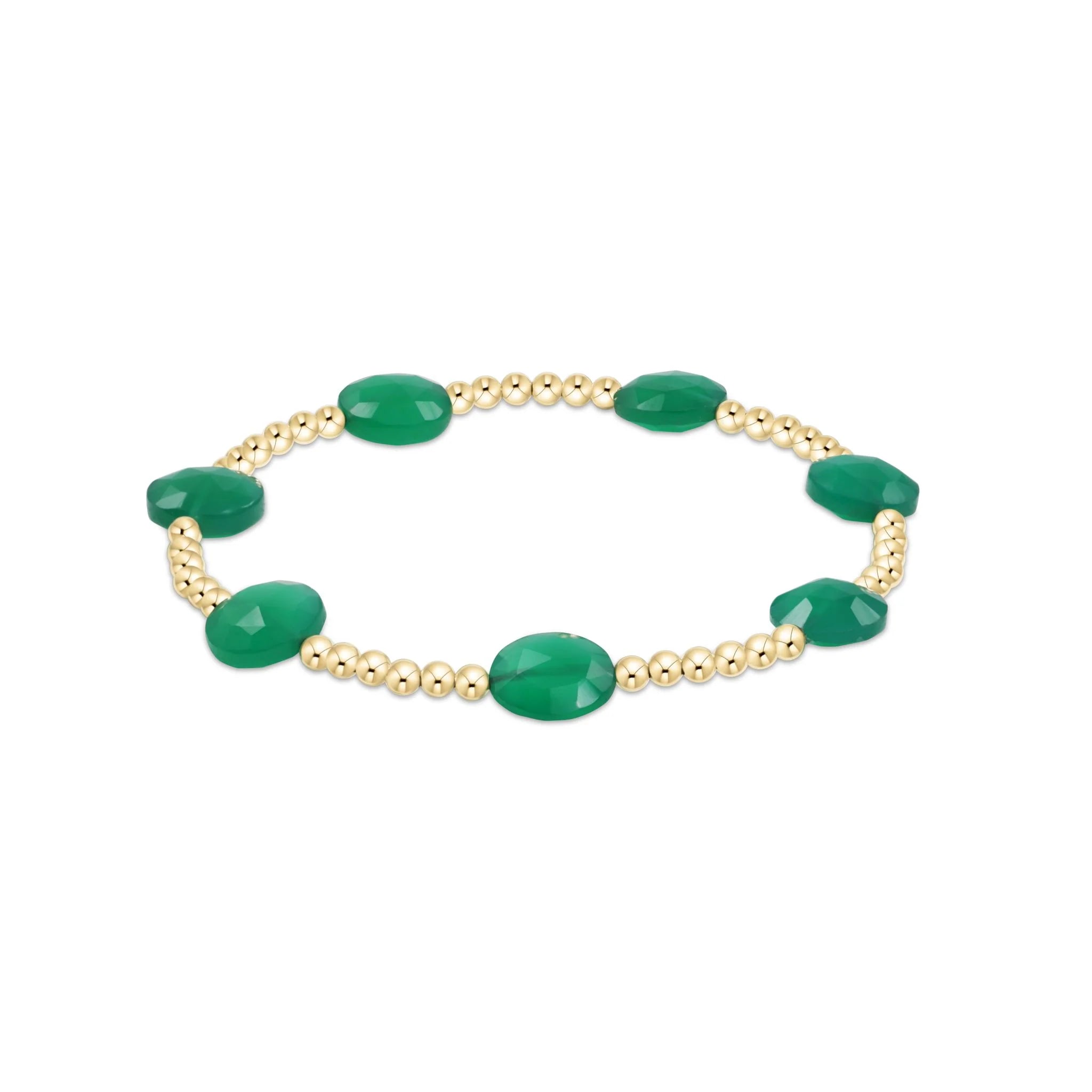 Admire Gold 3mm Bead Bracelet- Green Onyx