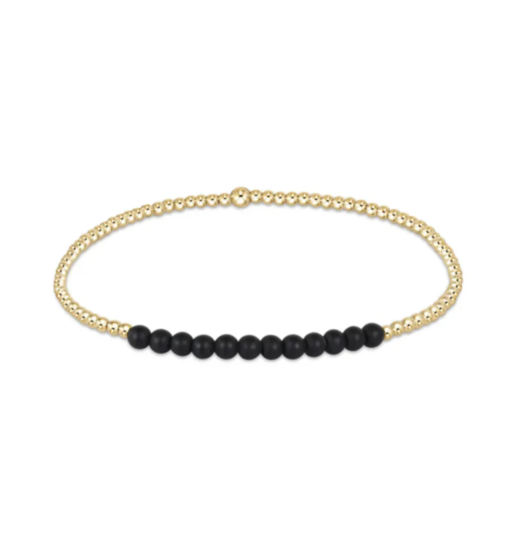 Gold Bliss 2mm Bead Bracelet- Faceted Onyx