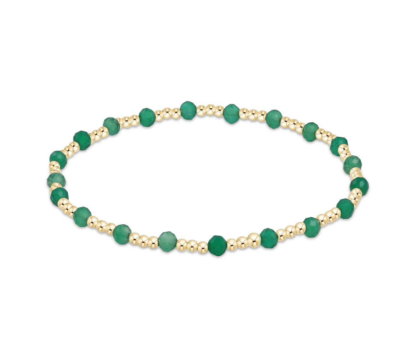 XL Enewton Extends Gemstone Gold Sincerity Pattern 3mm Bracelet - Green Onyx