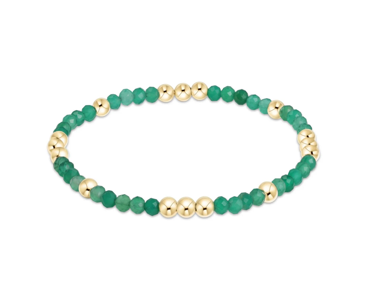 Worthy Pattern 3mm Bead Bracelet- Green Onyx