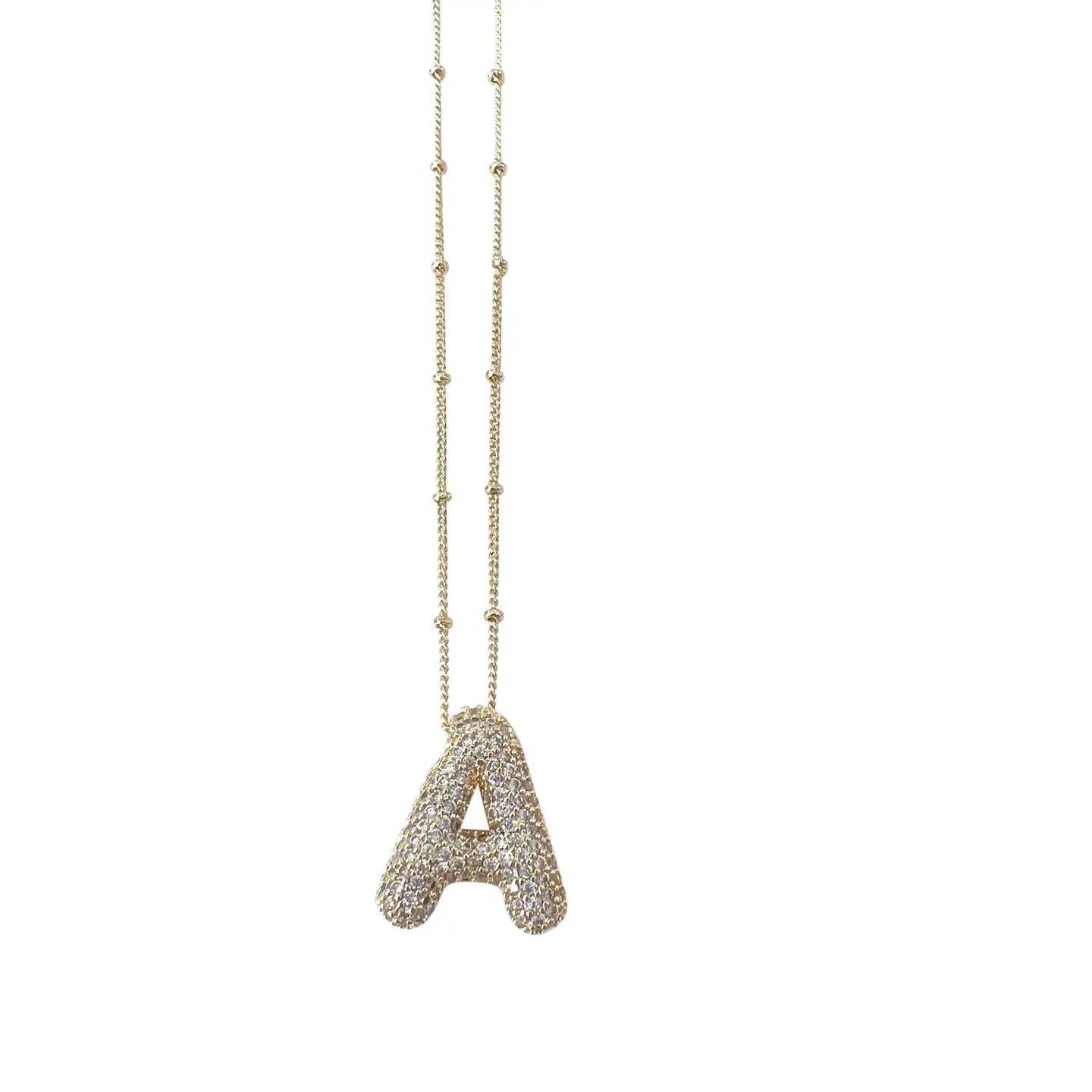 Bubble Pave Initial Necklace