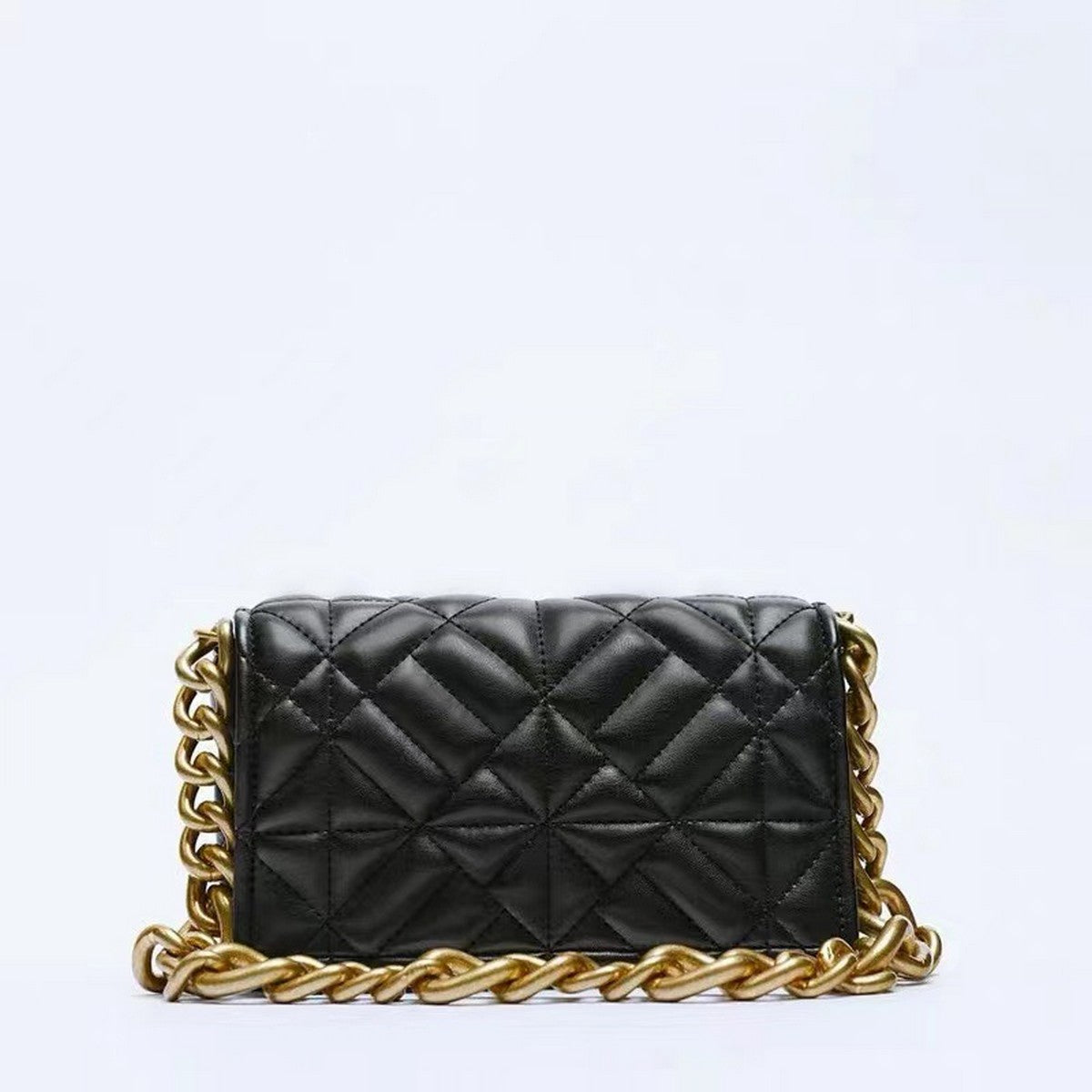 Diamond Pattern Shoulder Bag / Black