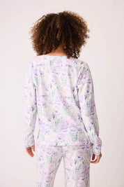 PJ Salvage Violet Rose Floral Waffle Thermal Long Sleeve