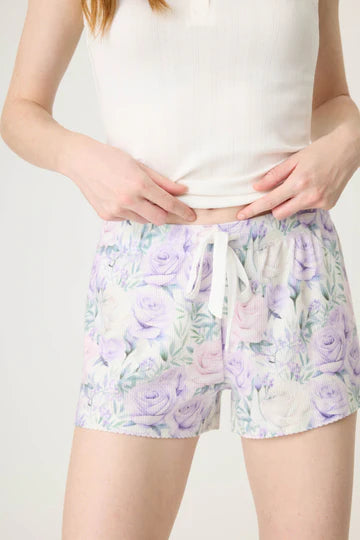 PJ Salvage Violet Rose Floral Waffle Thermal Short