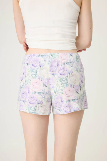 PJ Salvage Violet Rose Floral Waffle Thermal Short