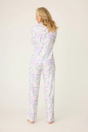 PJ Salvage Violet Rose Floral Waffle Thermal Button Long Sleeve