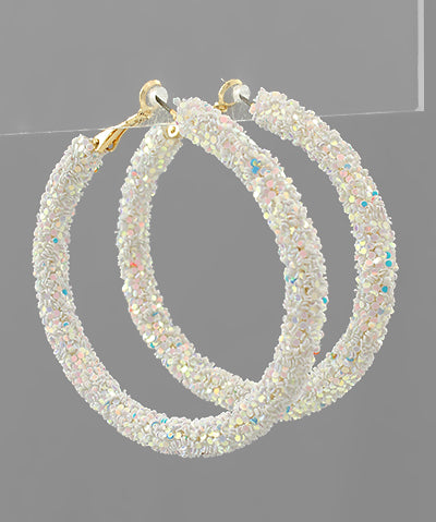 Glitter Hoops- White