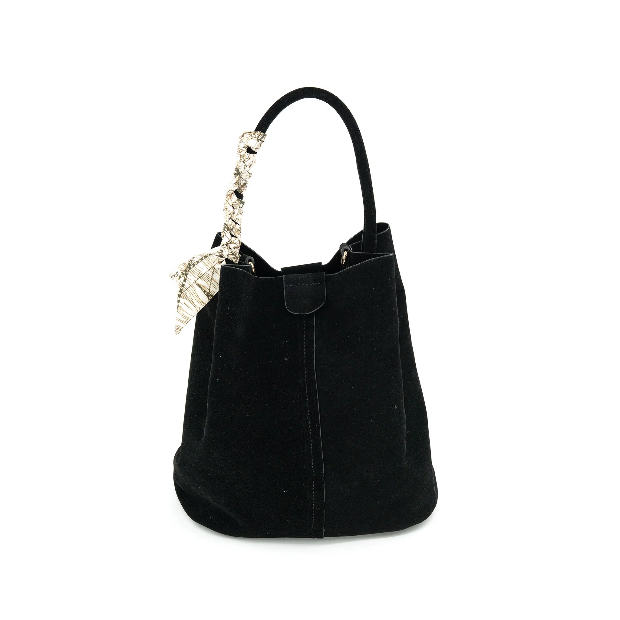 Scarf Tie Handbag Suede- Black