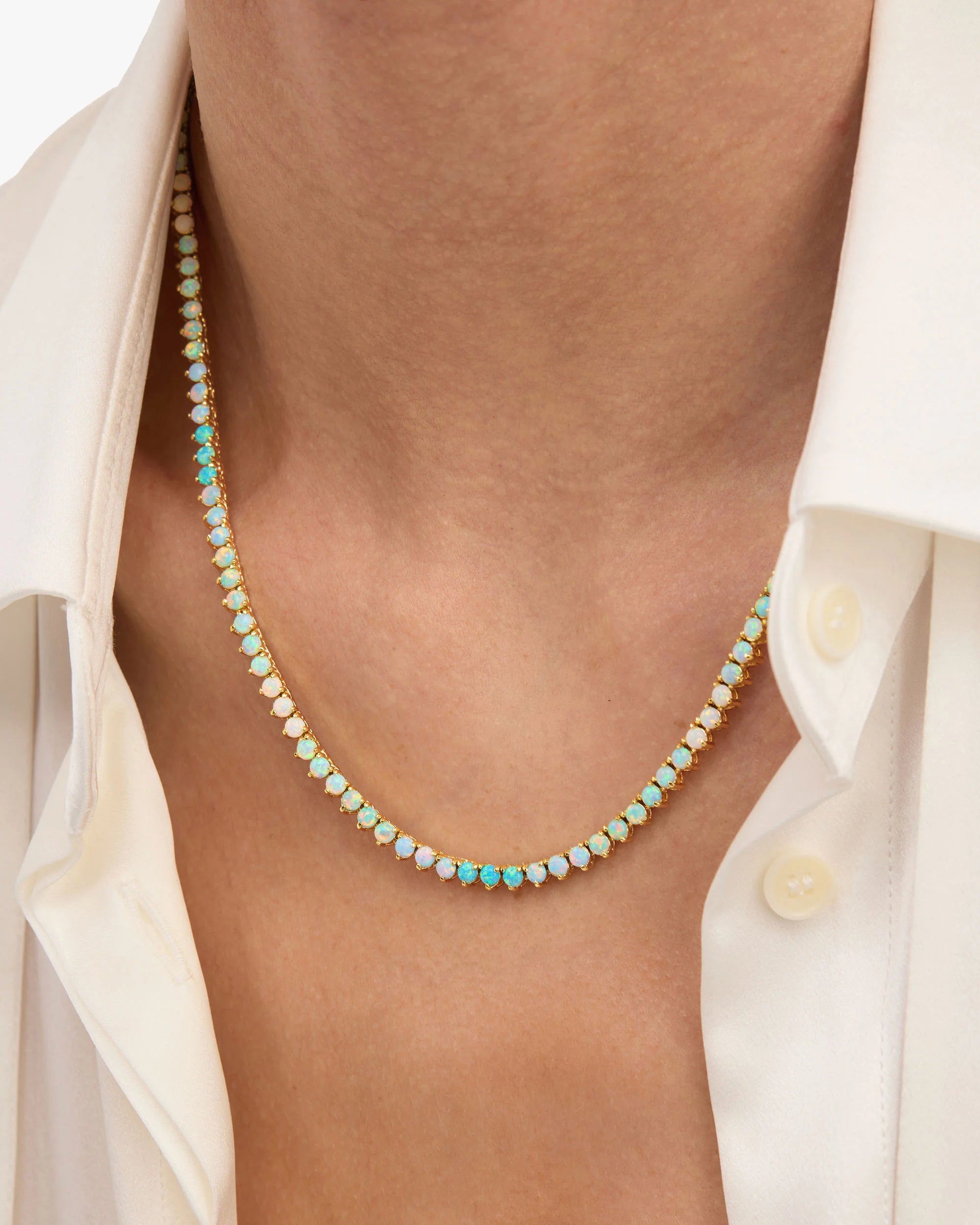 Not Your Basic Ombré Tennis Necklace 18" Blue Opal