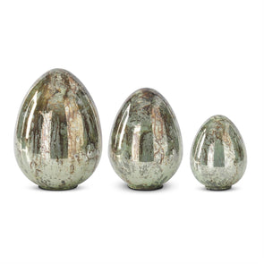 Aqua Mercury Glass Easter Egg Set/3