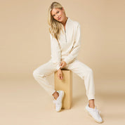 DreamTech 1/4 Zip Jogger Set- Almond