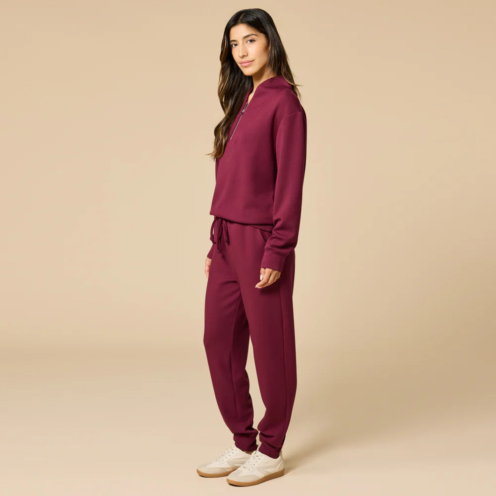 DreamTech 1/4 Zip Jogger Set- Cherry Cola