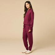 DreamTech 1/4 Zip Jogger Set- Cherry Cola