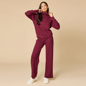 DreamTech Mock Neck with Pleated Pant- Cherry Cola