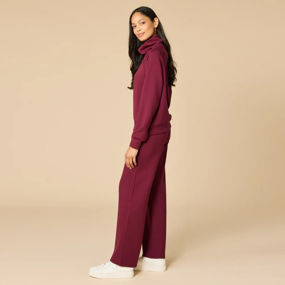 DreamTech Mock Neck with Pleated Pant- Cherry Cola