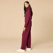 DreamTech Mock Neck with Pleated Pant- Cherry Cola