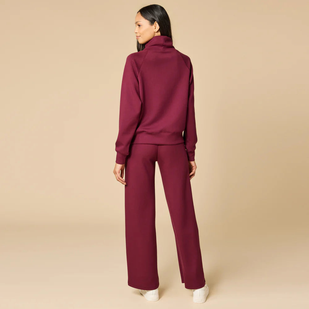 DreamTech Mock Neck with Pleated Pant- Cherry Cola
