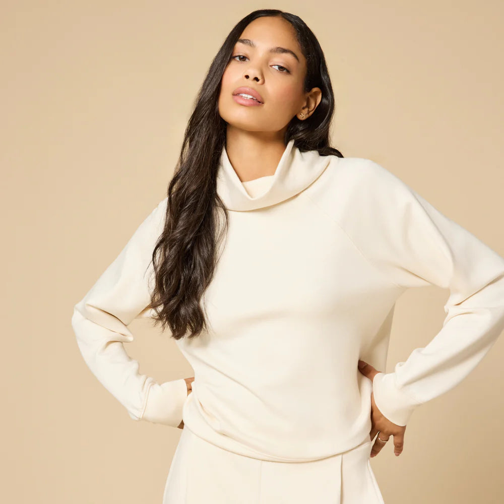 DreamTech Mock Neck with Pleated Pant- Almond