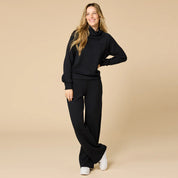 DreamTech Mock Neck with Pleated Pant- Black