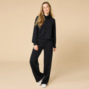 DreamTech Mock Neck with Pleated Pant- Black