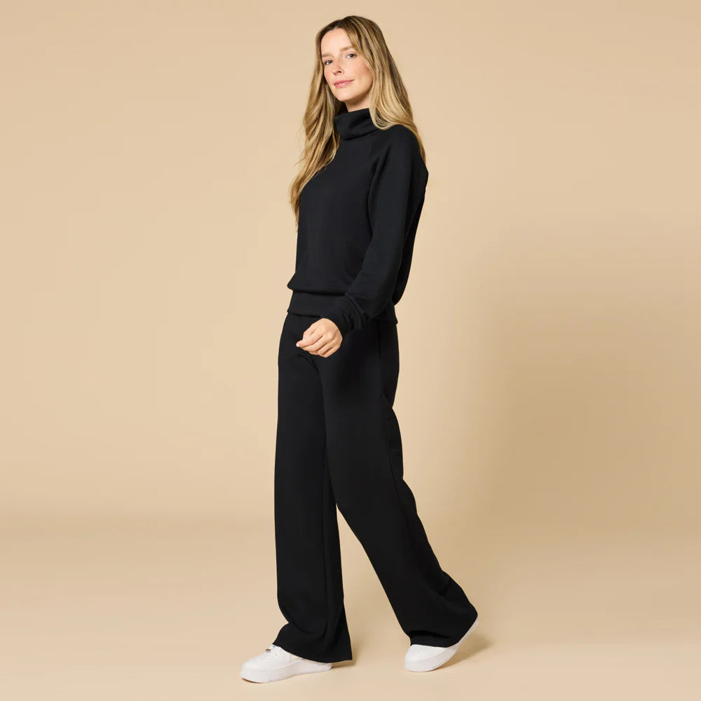 DreamTech Mock Neck with Pleated Pant- Black