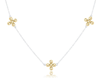 choker simplicity 17"chain sterling mixed metal - classic beaded signature cross gold