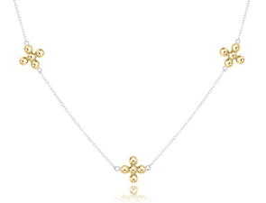 choker simplicity 15"chain sterling mixed metal - classic beaded signature cross gold