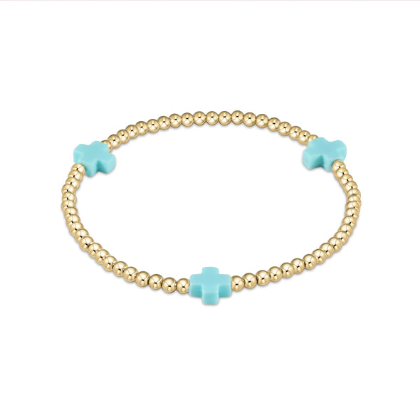 egirl signature cross bracelet gold-turquoise