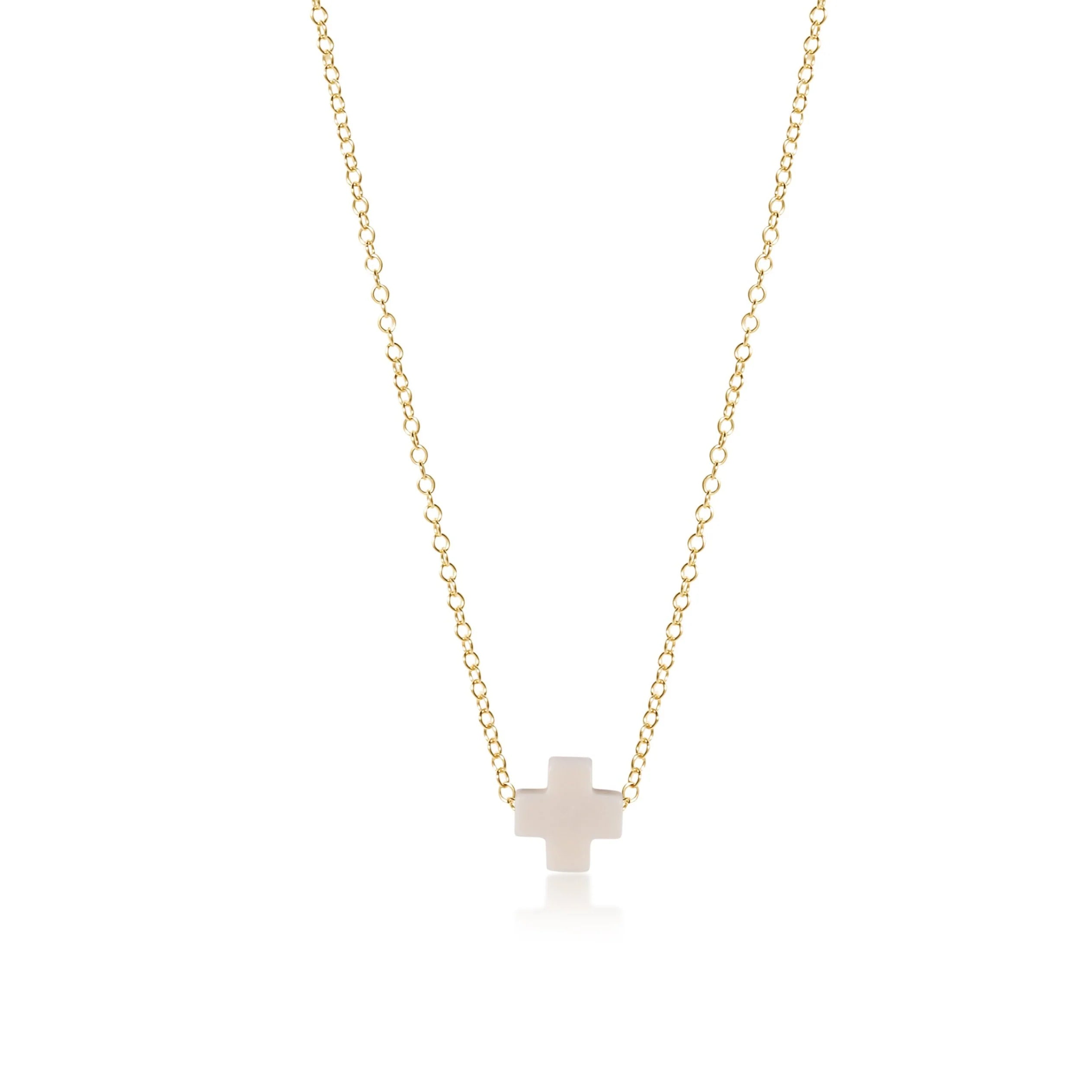 egirl signature cross necklace gold 14"- off white