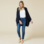 Solid Marshmallow Shrug-Black