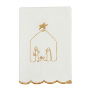 Gold Scallop Christmas Towel- Nativity