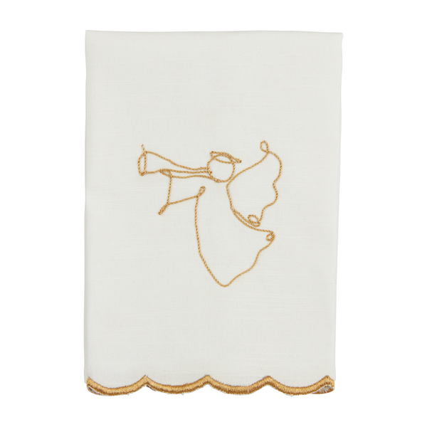 Gold Scallop Christmas Towel- Angel