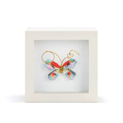 Butterfly Shadow Box 4in- One of a Kind Red & Blue Multi