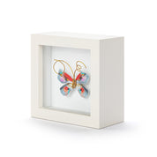 Butterfly Shadow Box 4in- One of a Kind Red & Blue Multi
