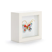 Butterfly Shadow Box 4in- One of a Kind Red & Blue Multi