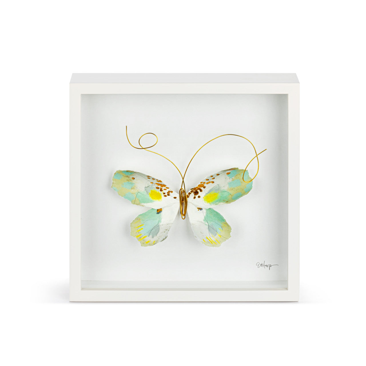Butterfly Wall Art 10in- Green & White