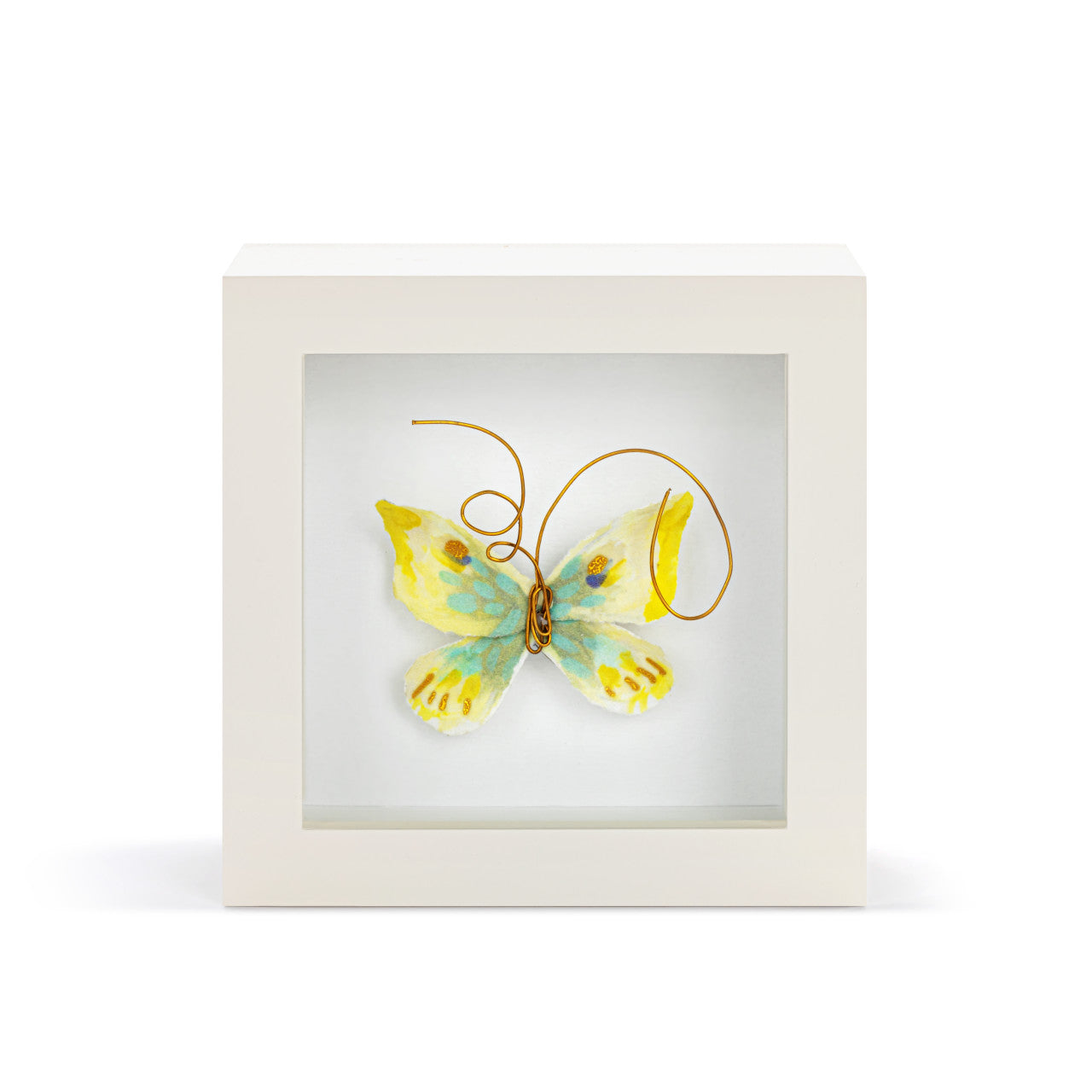 Butterfly Shadow Box 4in- Endlessly Hopeful Yellow & Green